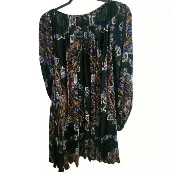 Free People Tunic Womens Small Paisley Peasant Button Scoop Neck Boho - Picture 7 of 16